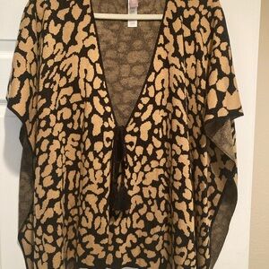 Chico's Animal Print Poncho in Black and Tan